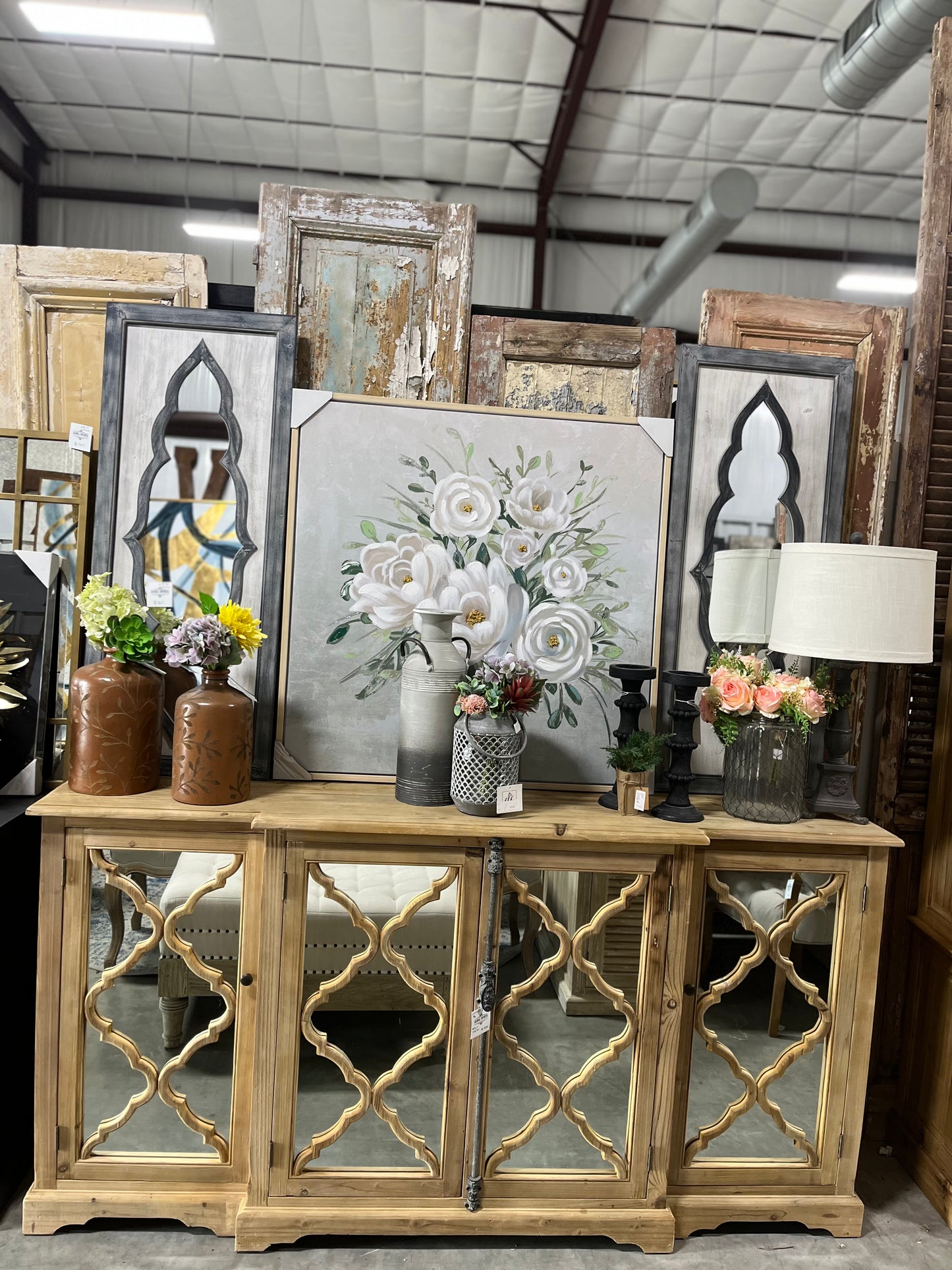 A-0273 Natural Elm Buffet W/ Mirror